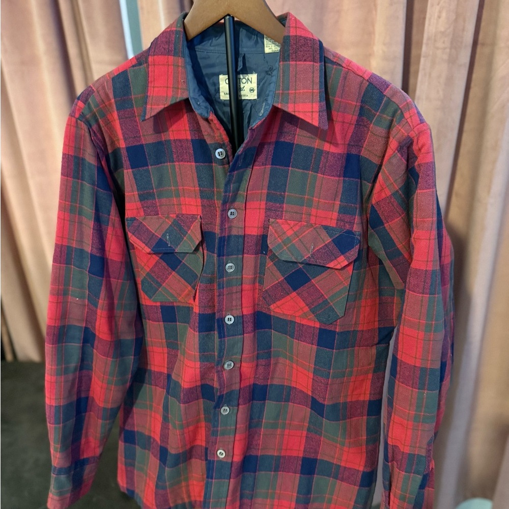 Sears Red and Blue Plaid Casual Shirt